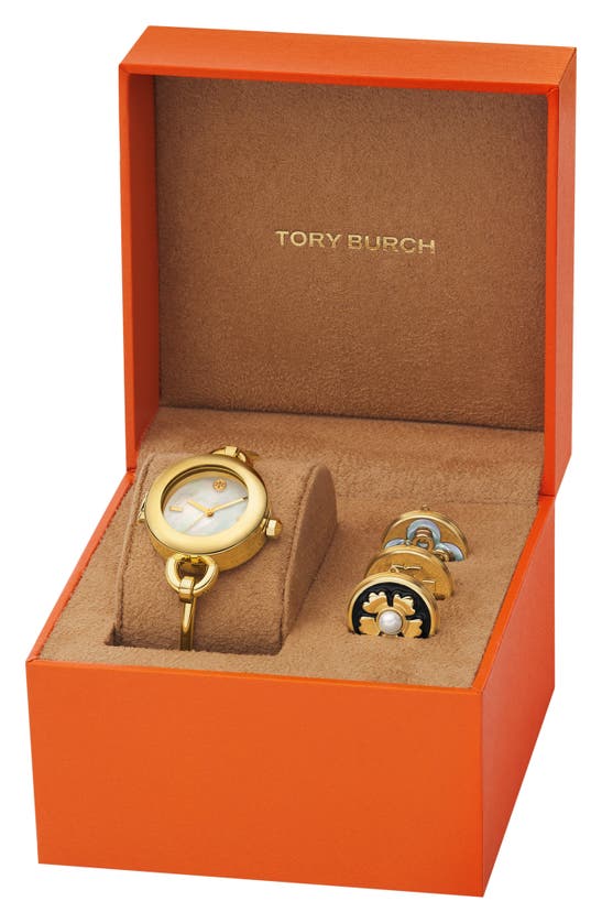 Shop Tory Burch The Mille Bangle Watch Set, 27mm In Gold