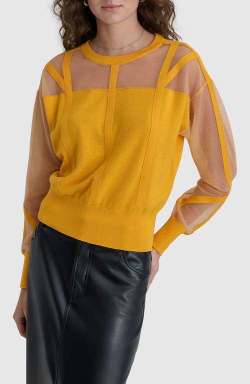 Shop Dkny Seam Detail Sheer Sweater In Goldenrod