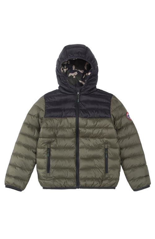 Rokka&rolla Kids' Reversible Lightweight Puffer Jacket In Green Camo