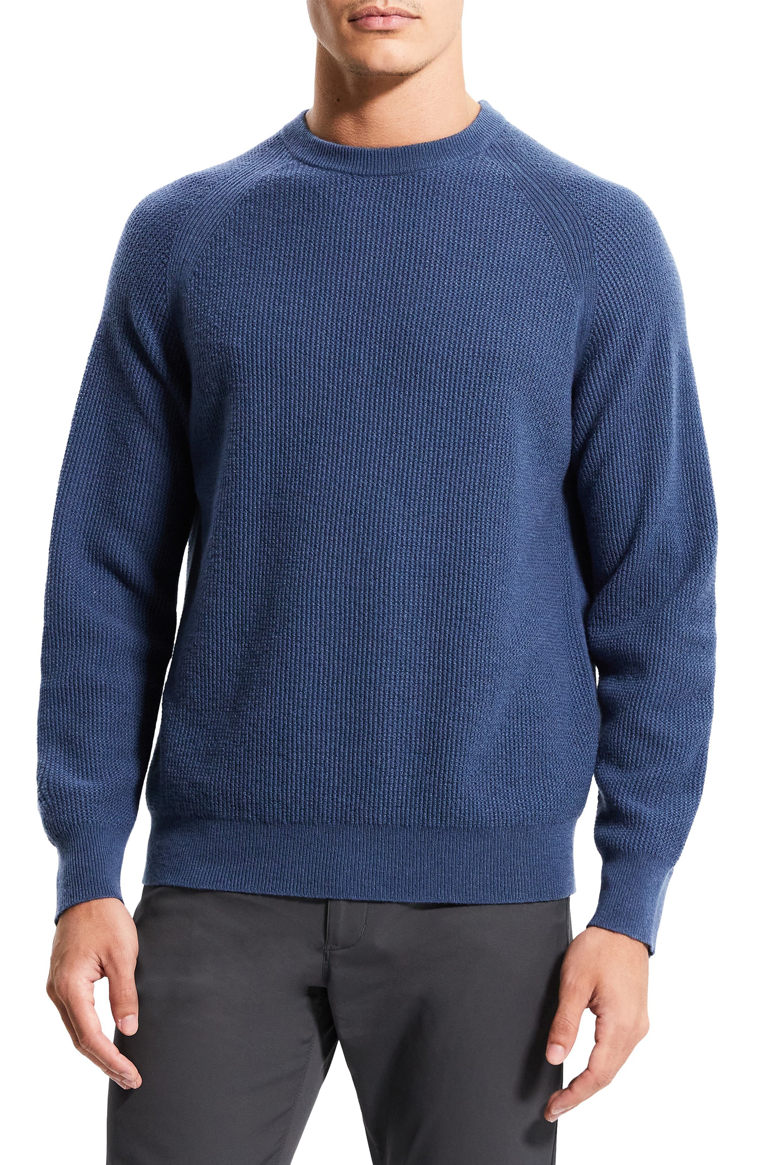 Theory Toby Thermal Cashmere Crewneck Sweater in Bering