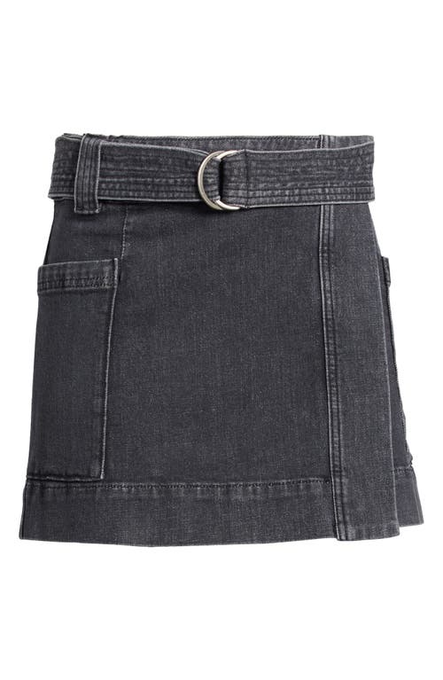 Shop Rails Deanna Belted Denim Wrap Miniskirt In Black Pearl