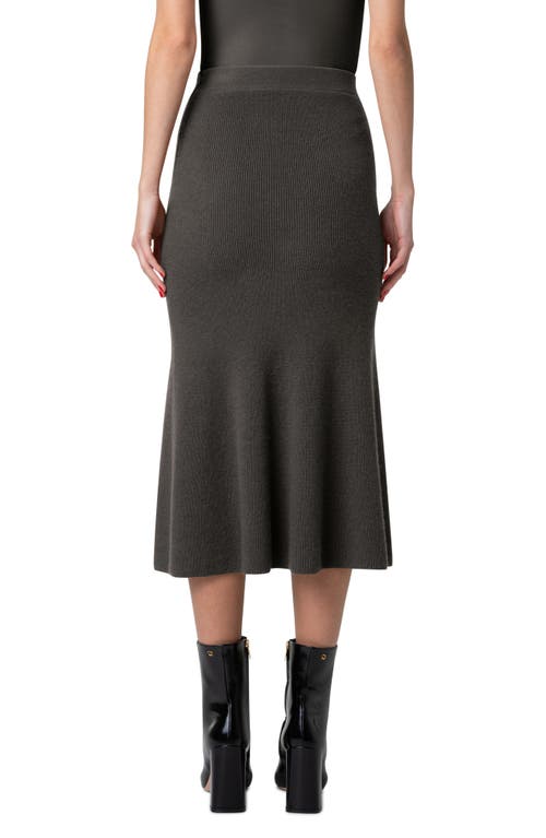 Akris Cashmere Rib Midi Sweater Skirt In Kale Green
