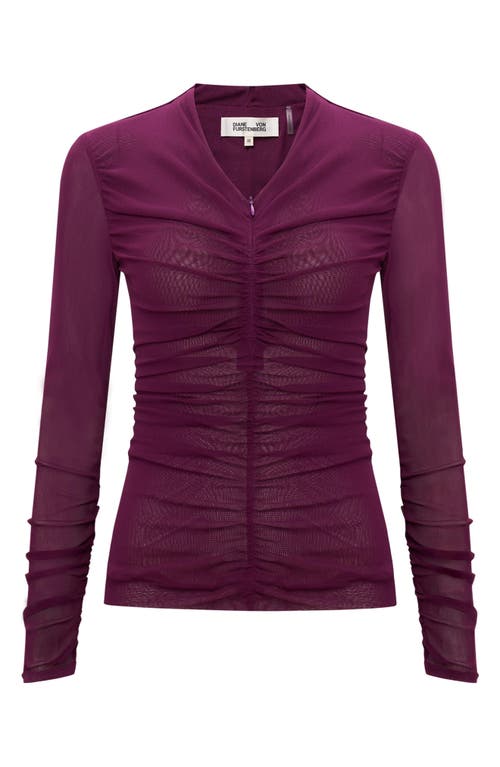 Shop Dvf Diane Von Furstenberg Julie Long Sleeve Top In Velvet Plum