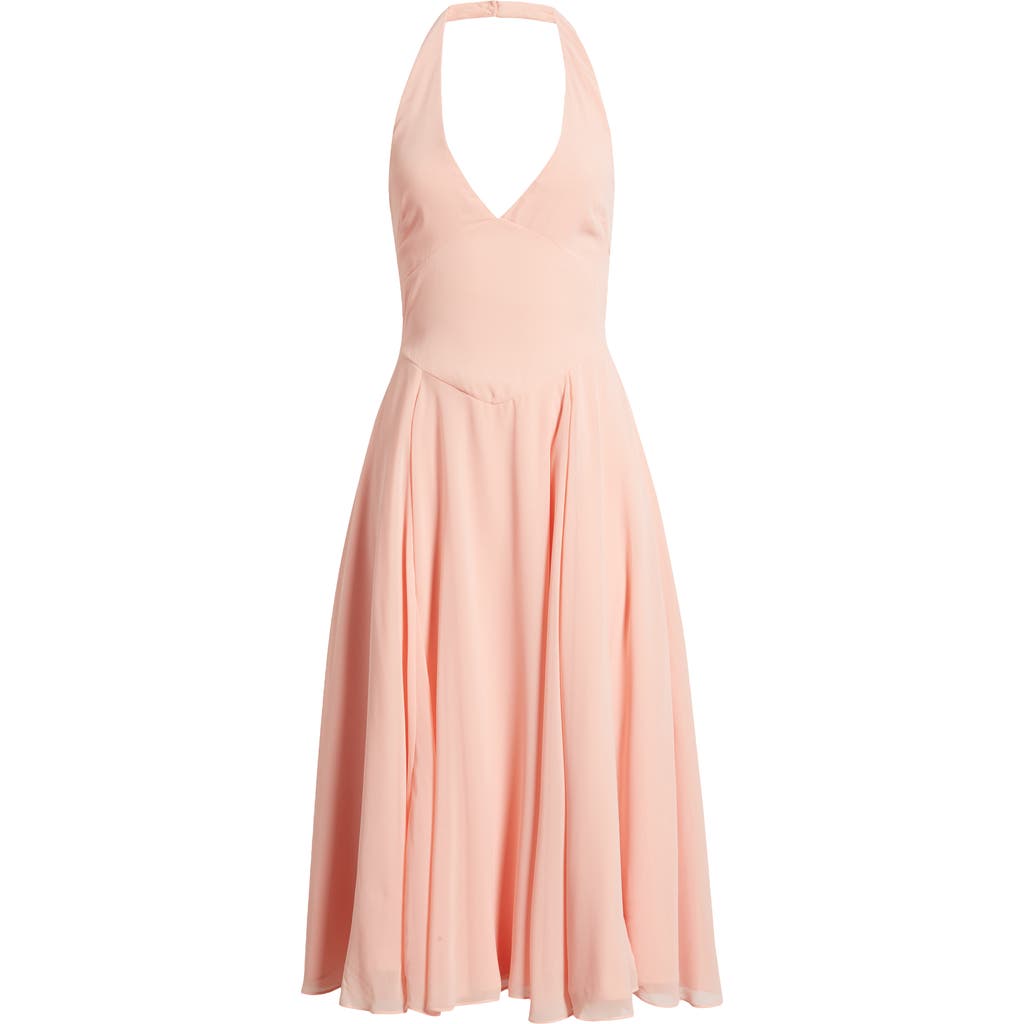 House Of Cb Solada Floral Halter Midi Sundress In Peach Pearl
