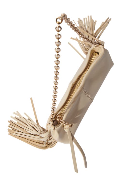 Maje Miss M Plain Leather Clutch Bag In Vanilla Ecru