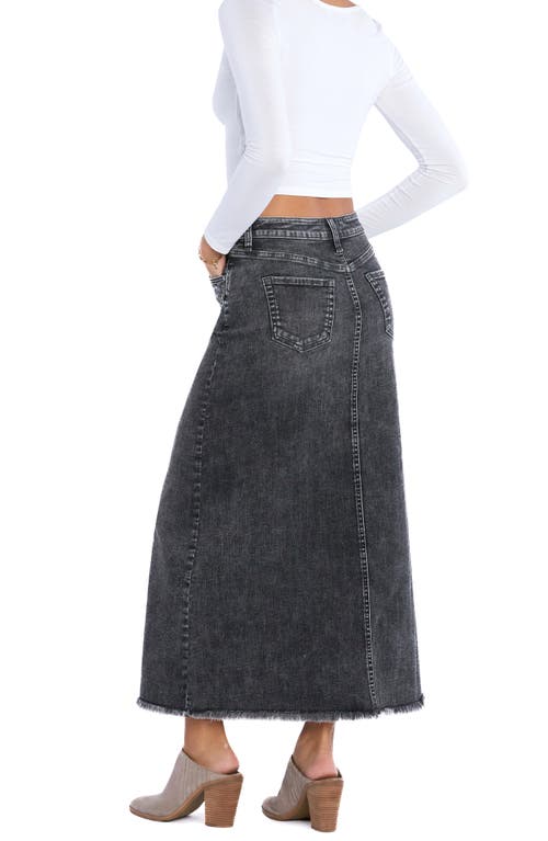 Wash Lab Denim Double Front Slit Denim Maxi Skirt In Split Grey