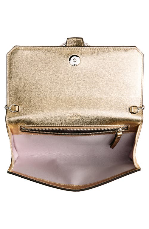 Shop Jimmy Choo Metallic Leather Wallet On A Chain In Gold