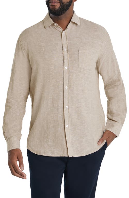 Johnny Bigg Serge Mélange Linen & Cotton Button-Up Shirt in Biscuit at Nordstrom, Size Large