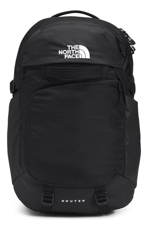 The North Face Router Water Repellent Nylon Ripstop Backpack In Black/black
