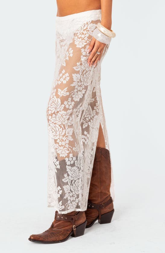 Shop Edikted Bess Sheer Lace Cover-up Maxi Skirt In White
