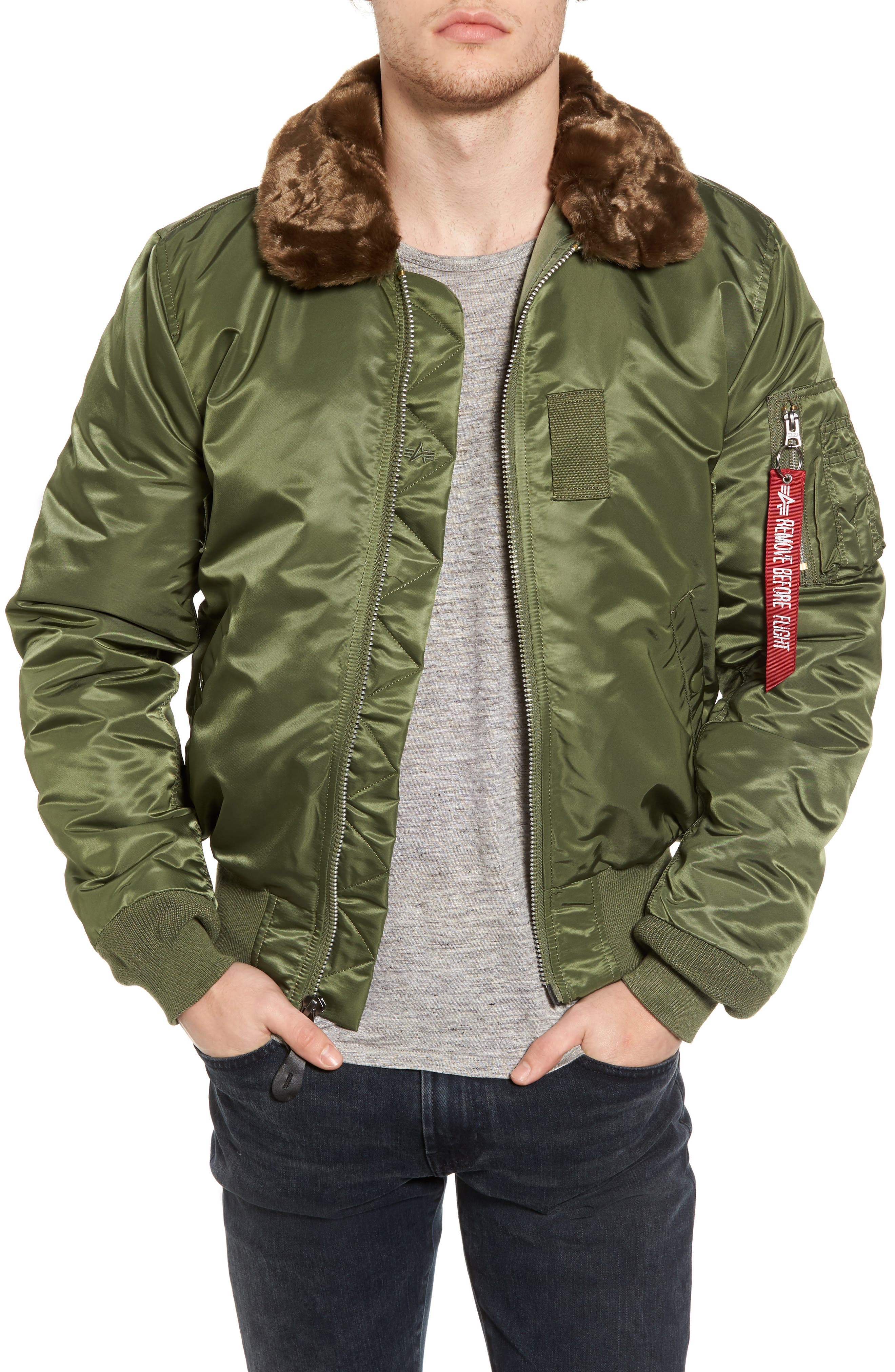 alpha industries fur collar bomber