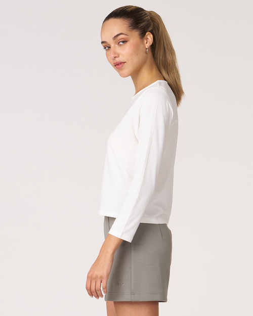 Rebody Active Rebody Essentials Mid Length Long Sleeve Top In White