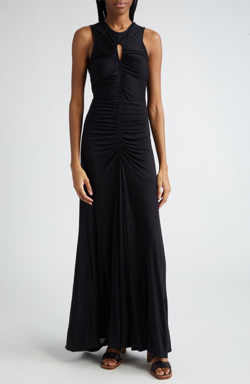 Ulla Johnson Isabel Ruched Sleeveless Maxi Dress Noir at Nordstrom,