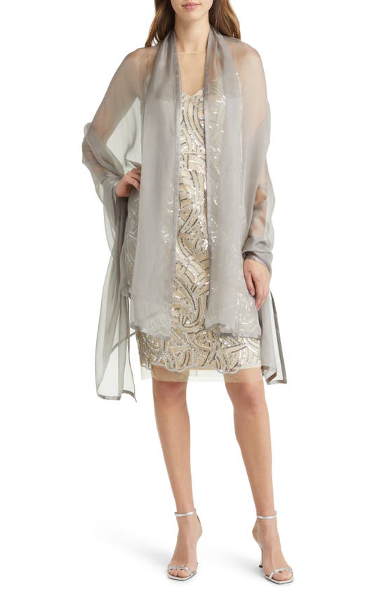 Shop Nordstrom Satin Border Silk Chiffon Scarf In Grey Sconce