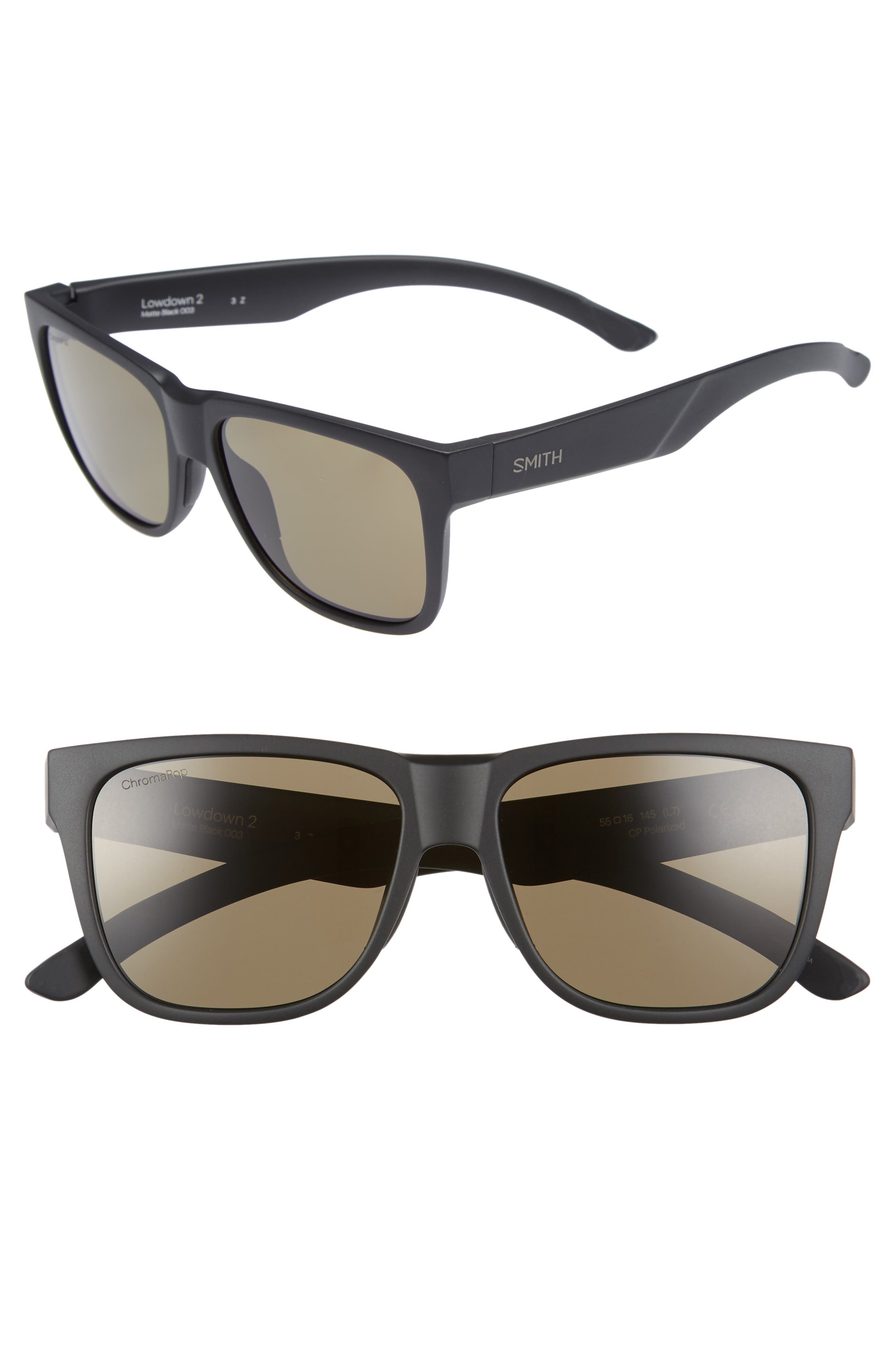 UPC 715757579173 product image for Women's Smith Lowdown 2 55mm Chromapop(TM) Polarized Square Sunglasses - Matte B | upcitemdb.com