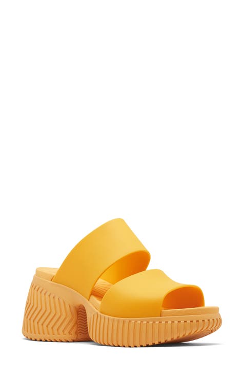 Block heel yellow sandals hotsell