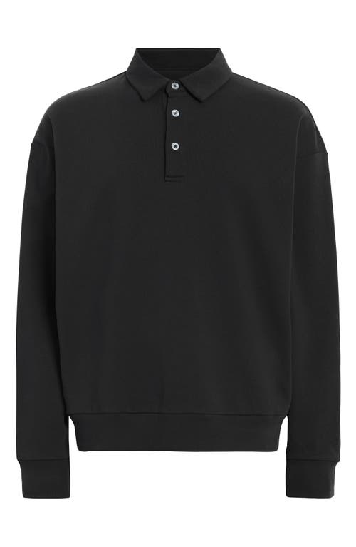 Shop Allsaints Waite Long Sleeve Polo In Jet Black