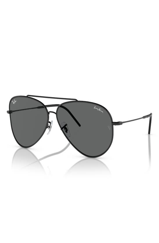 Ray Ban Reverse 62mm Oversize Aviator Sunglasses In Black