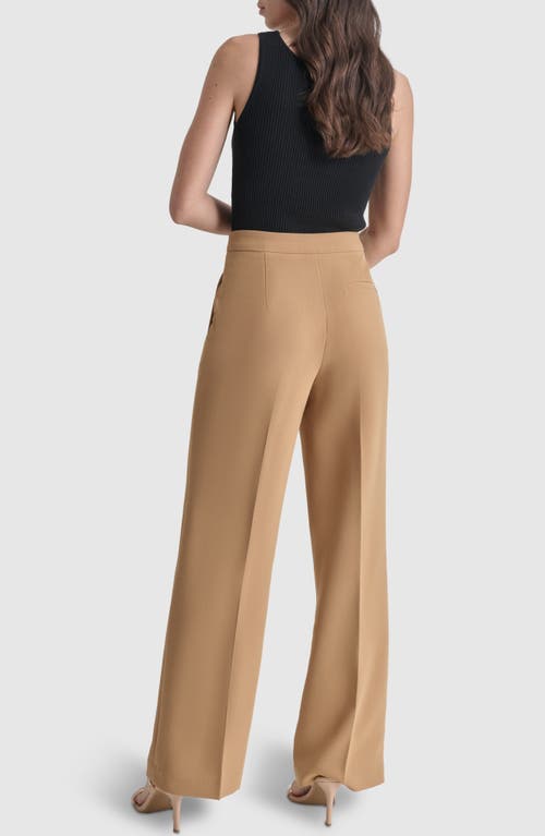 Shop Dkny Double Weave Wide Leg Pants In Russet