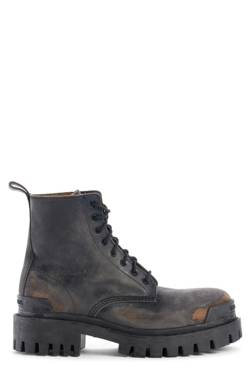 Shop Balenciaga Strike Combat Boot In 1020 Black/brown