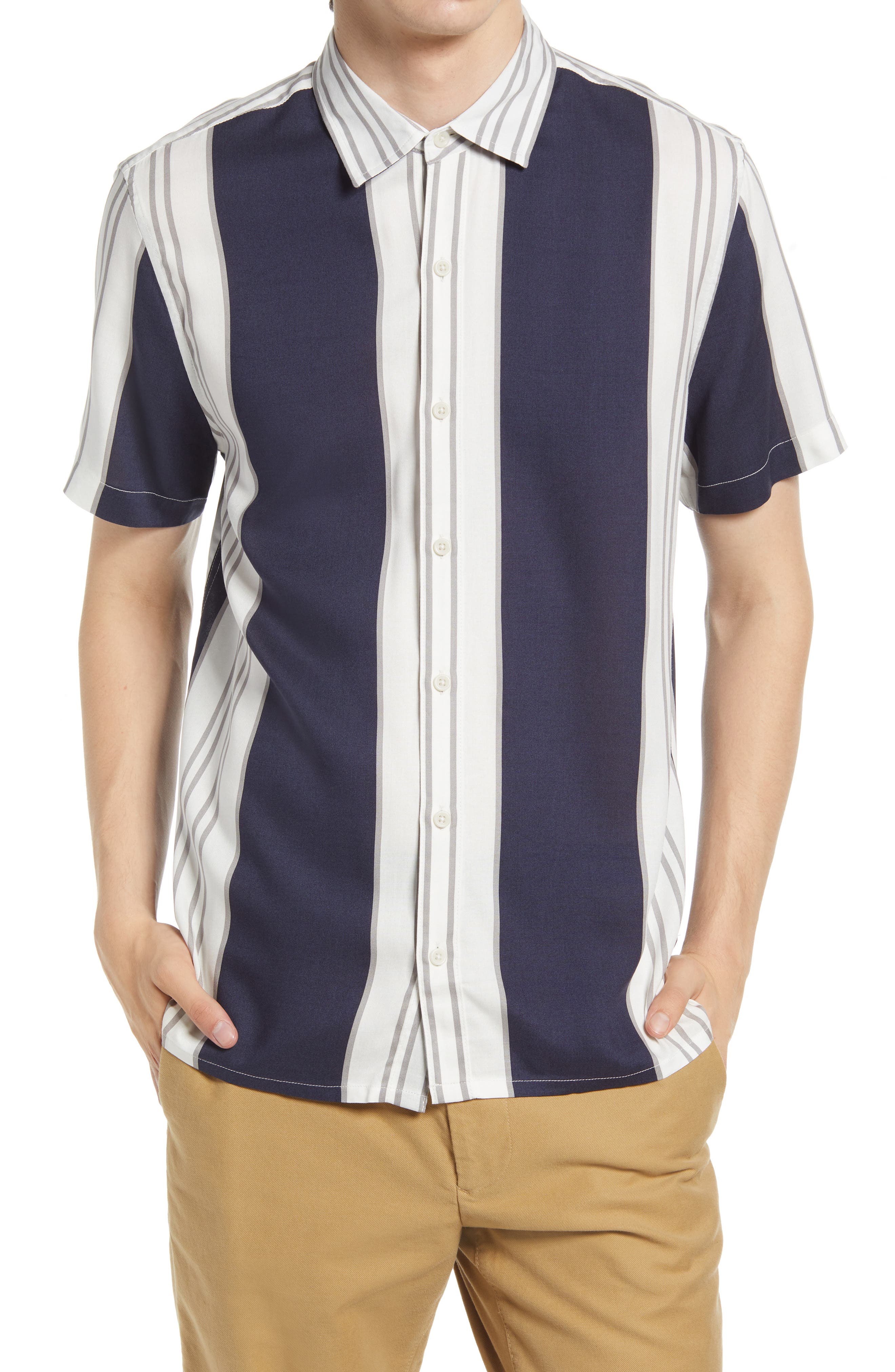 Topman Vertical Stripe Short Sleeve 