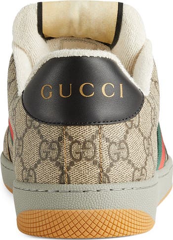 Gucci Men's Screener Signature Web Leather Low-Top Sneakers