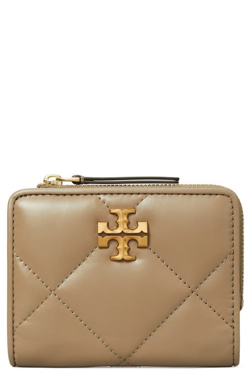 Tory Burch Kira Diamond Quilted Leather Bifold Wallet In Taupe Oak