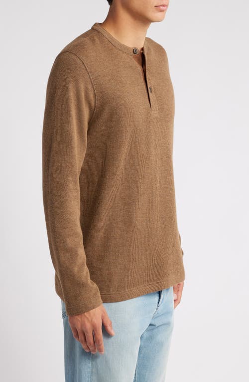 Shop Treasure & Bond Double Knit Henley In Tan Ermine Heather