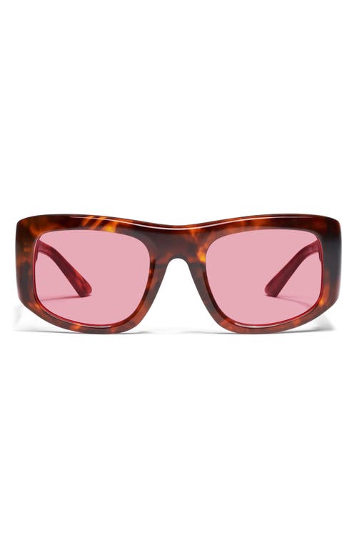 Shop Quay X Guizio Uniform 53mm Square Sunglasses In Brown Tortoise/rose