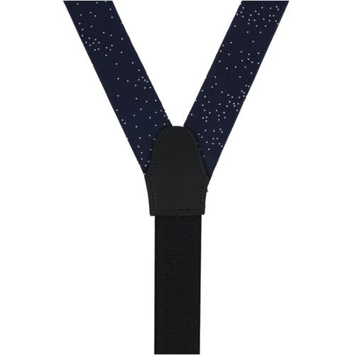 Trafalgar Mystere Metallic Star Light Silk Button End Suspenders In Navy