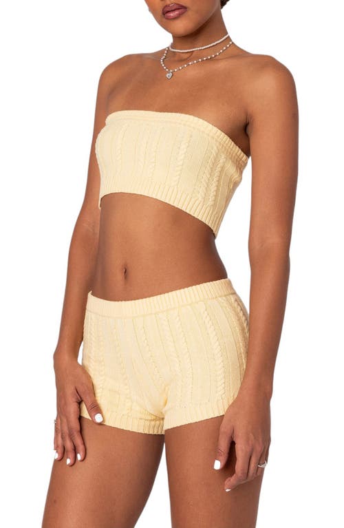 Shop Edikted Raegan Cable Knit Bandeau Top In Yellow