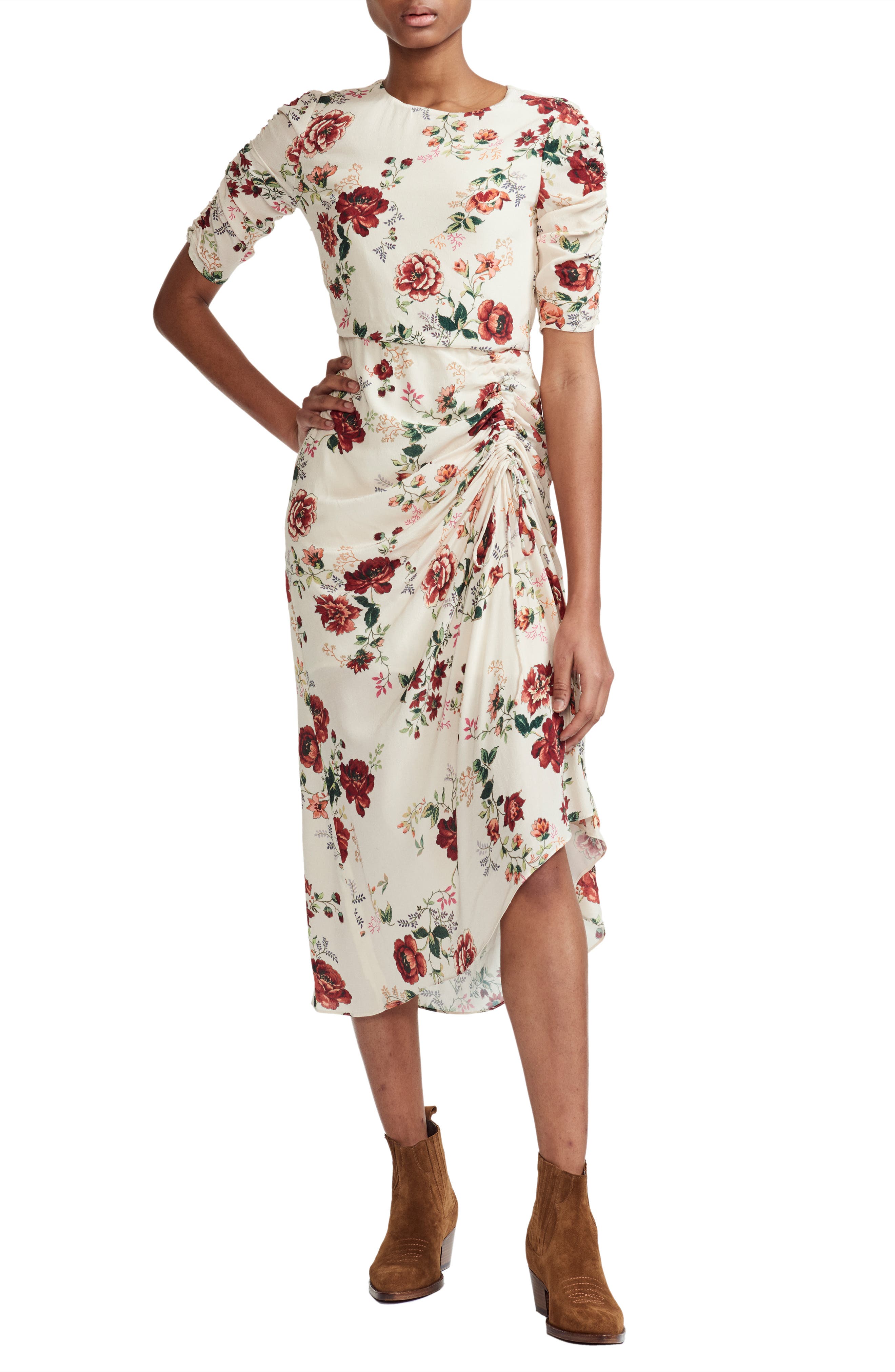 Maje Rondi Floral Print Dress, White