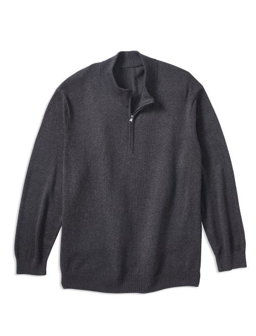 Harbor Bay By Dxl Quarter-zip Pullover Sweater In Carbon Htr