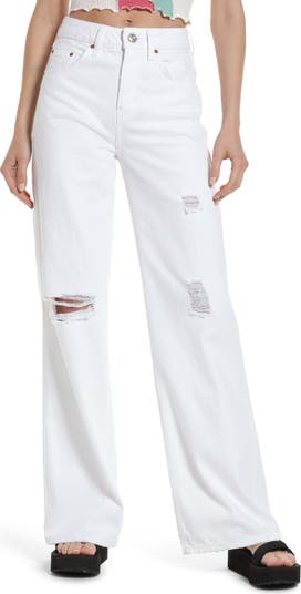 BDG Urban Outfitters High Waist Ripped White Puddle Nonstretch Jeans