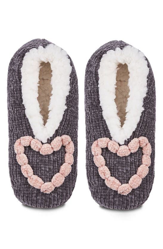 Shop Memoi Cozy Heart Chenille Slipper Socks In Gray