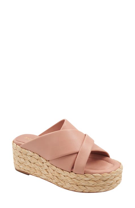 André Assous Women's Andrea Open Toe Casual Platform Sandals Pink Size 8