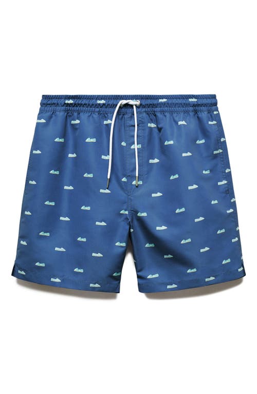 Shop Mango Espadrilles Swim Trunks In Dark Navy