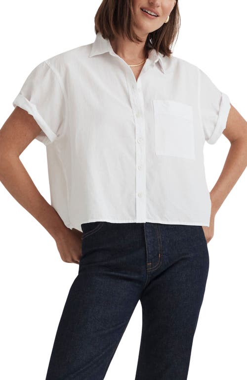 Madewell Crop Utility Button-Up Shirt Eyelet White at Nordstrom,