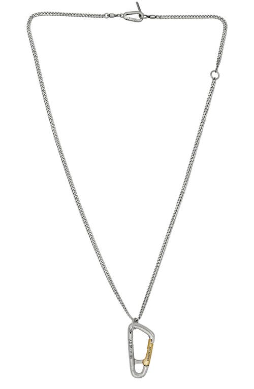 AllSaints Men's Two-Tone Carabiner Pendant Necklace in Warm Brass/Warm Silver at Nordstrom