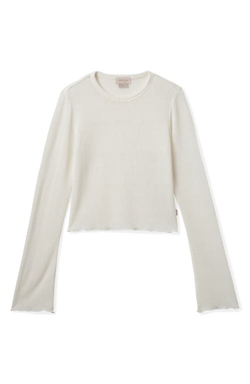 Brixton Semisheer Knit Long Sleeve Top In Off White