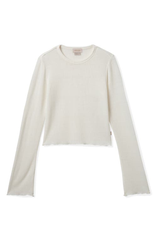 Shop Brixton Semisheer Knit Long Sleeve Top In Off White