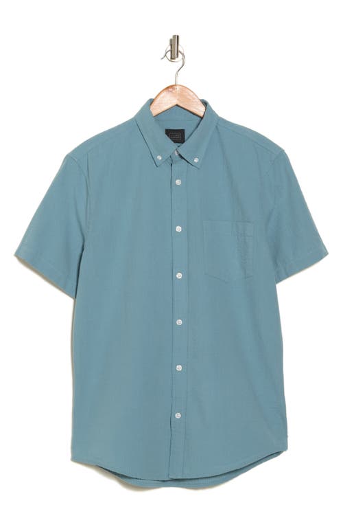 Shop 14th & Union Short Sleeve Seersucker Button-down Shirt In Blue Smoke