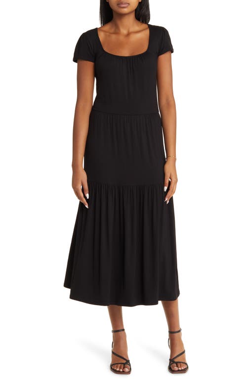 Tie Back Tiered Maxi Dress in Black