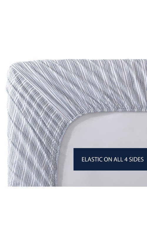Nautica Beaux Stripe Queen Sheet Set Bedding In Dark Blue