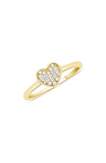 Ron Hami 14k Yellow Gold Baguette & Round Diamond Heart Ring