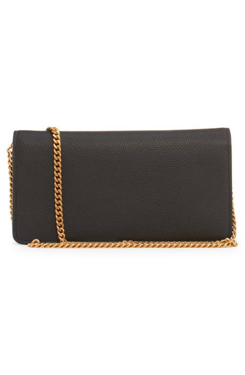 Shop Valentino Garavani Vlogo Signature Leather Wallet On A Chain In Nero