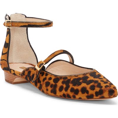 Louise Et Cie Claire Genuine Calf Hair Ankle Strap Flat- Brown