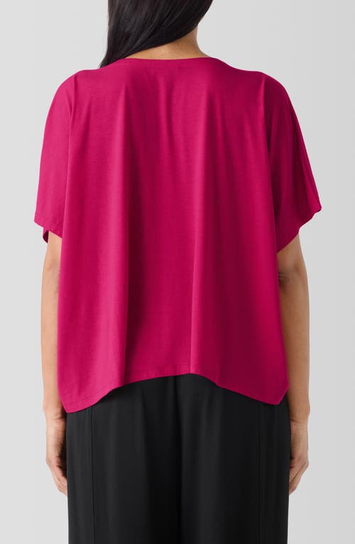 Shop Eileen Fisher Crewneck Boxy Stretch Jersey Top In Azalea