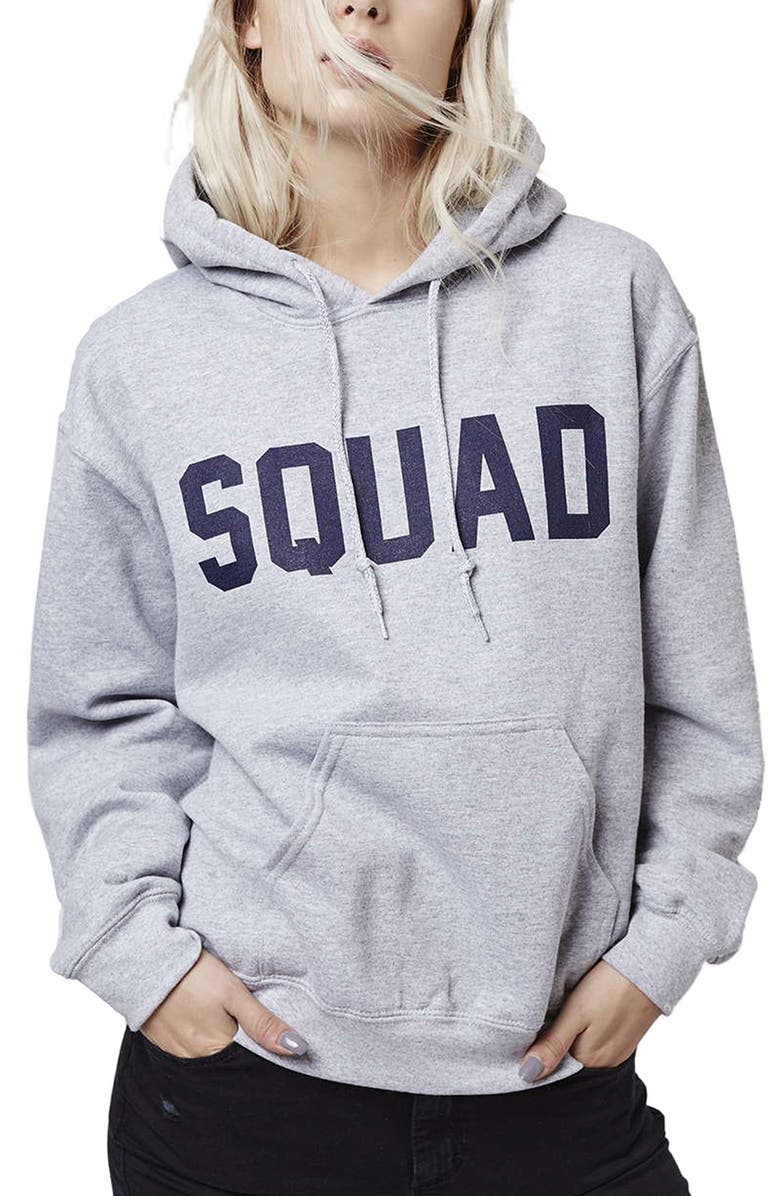 Black squad white hoodie Clearance