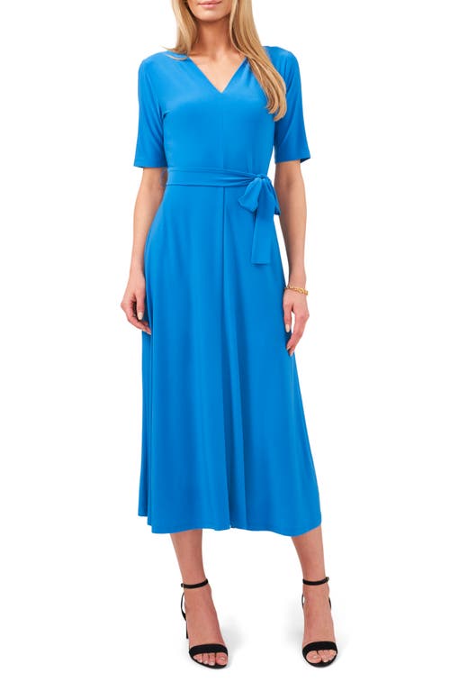 Chaus Tie Waist Midi Dress in Blue
